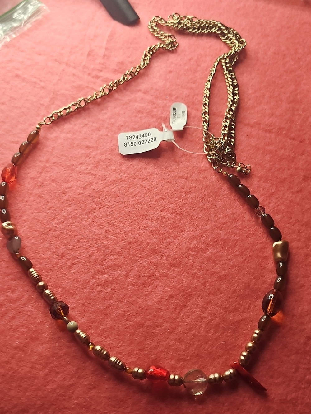Gold-Tone and Amber Beaded Necklace - Women's Fashion Jewelry.. NWT FREE PEOPLE